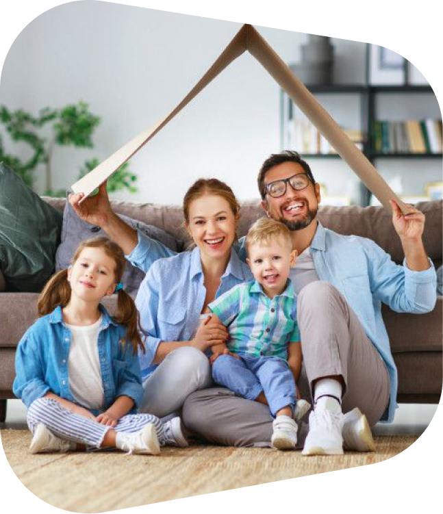 Family in new home
